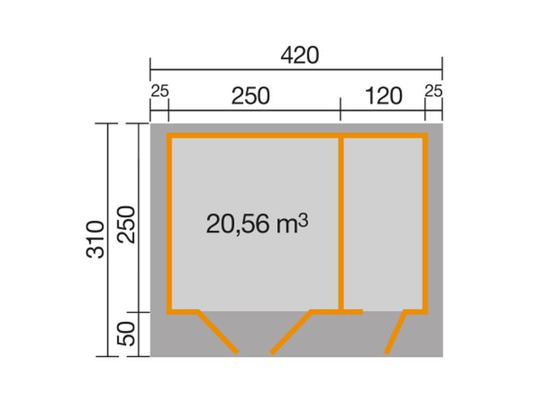 Weka Gartenhaus 253 Größe 2- 28 mm hellgrau