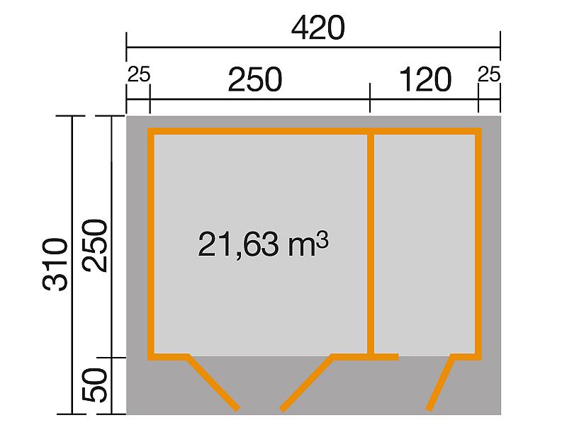 Weka Gartenhaus 253 Größe 2- 28 mm graphitgrau