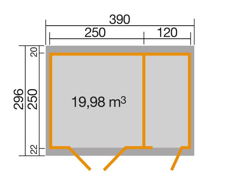 Weka Gartenhaus 254 Gr. 2 hellgrau
