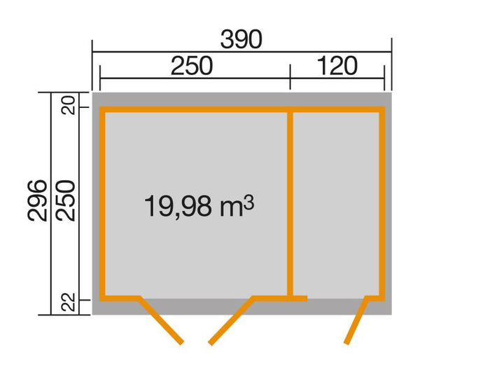 Weka Gartenhaus 254 Gr. 2 hellgrau