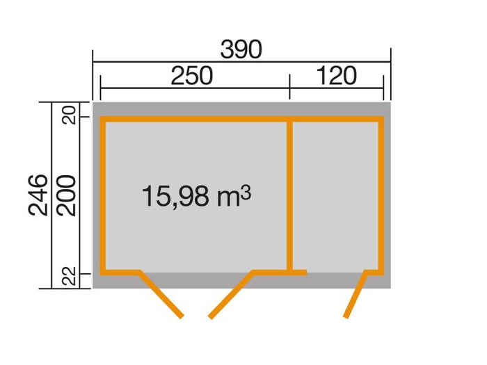 Weka Gartenhaus 254 Größe 1 hellgrau/weiss