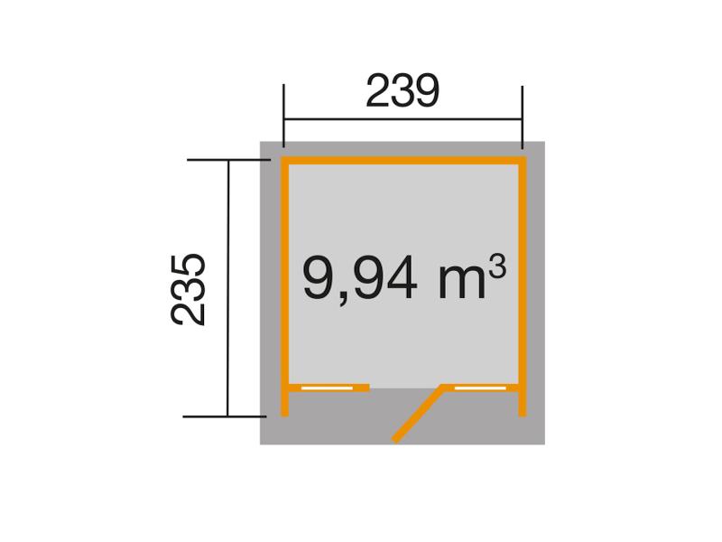 Weka Gartenhaus 263 Größe 1 anthrazit 28 mm
