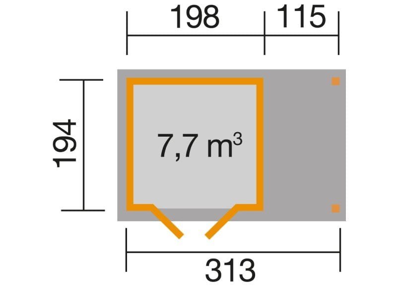 Weka Gartenhaus 321 Größe 1 mit Anbaudach 115 cm