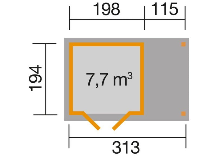 Weka Gartenhaus 321 Größe 1 mit Anbaudach 115 cm
