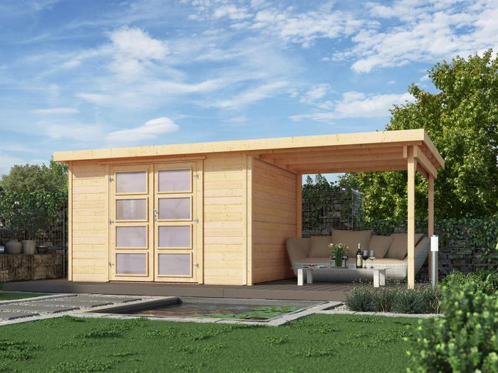 Weka Gartenhaus 321 Größe 1 mit Anbaudach 230 cm