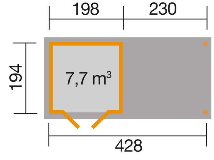 Weka Gartenhaus 321 Größe 1 mit Anbaudach 230 cm