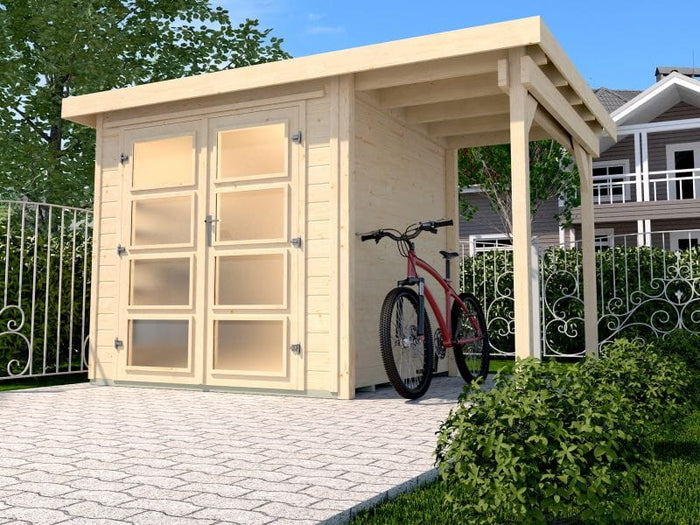 Weka Gartenhaus 321 Größe 2 mit Anbaudach 115 cm