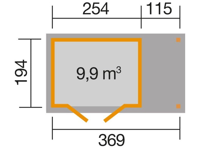 Weka Gartenhaus 321 Größe 2 mit Anbaudach 115 cm