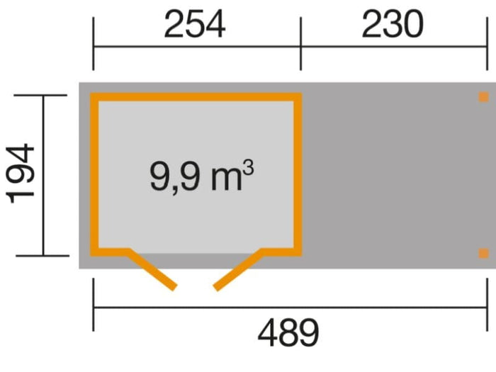 Weka Gartenhaus 321 Größe 2 mit Anbaudach 230 cm