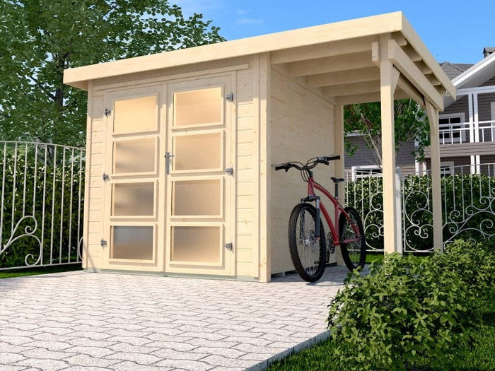 Weka Gartenhaus 321 Größe 3 mit Anbaudach 115 cm