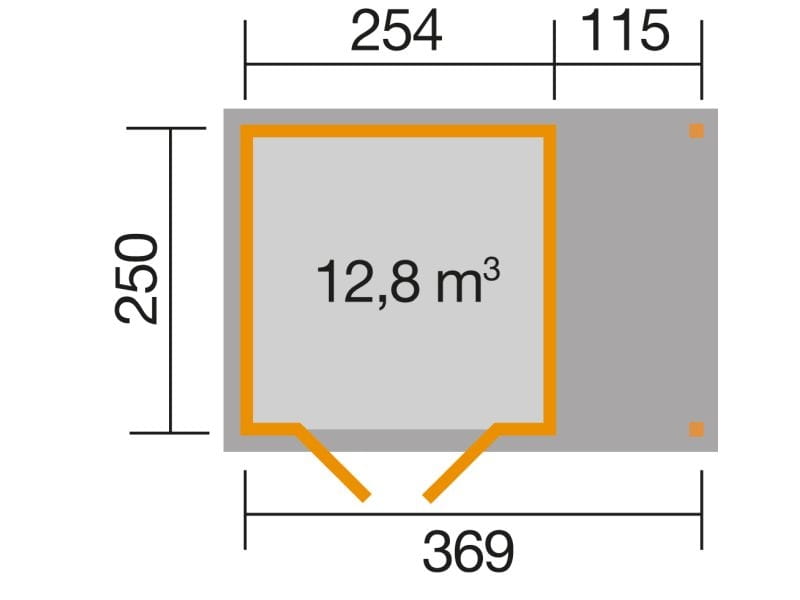 Weka Gartenhaus 321 Größe 3 mit Anbaudach 115 cm