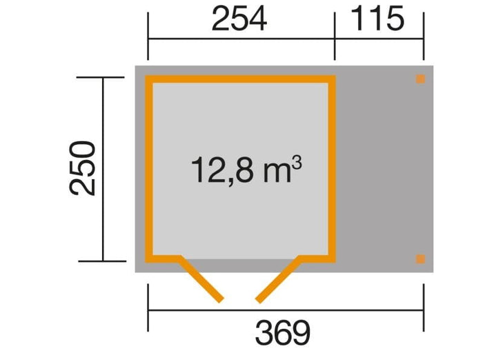 Weka Gartenhaus 321 Größe 3 mit Anbaudach 115 cm
