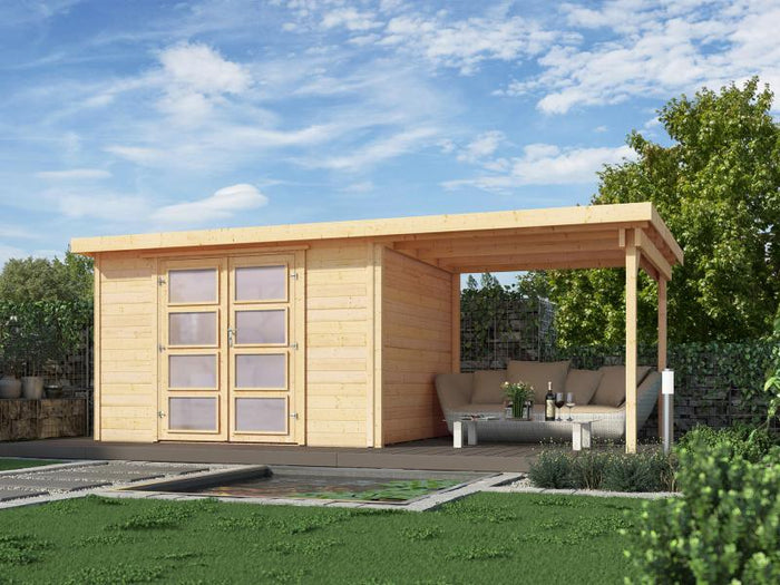 Weka Gartenhaus 321 Größe 3 mit Anbaudach 230 cm