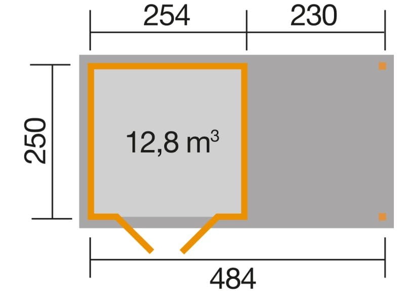 Weka Gartenhaus 321 Größe 3 mit Anbaudach 230 cm