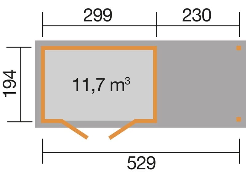 Weka Gartenhaus 321 Größe 4 natur Anbau 230 cm