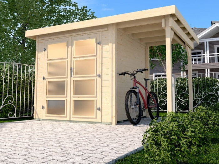 Weka Gartenhaus 321 Größe 5 mit Anbaudach 115 cm