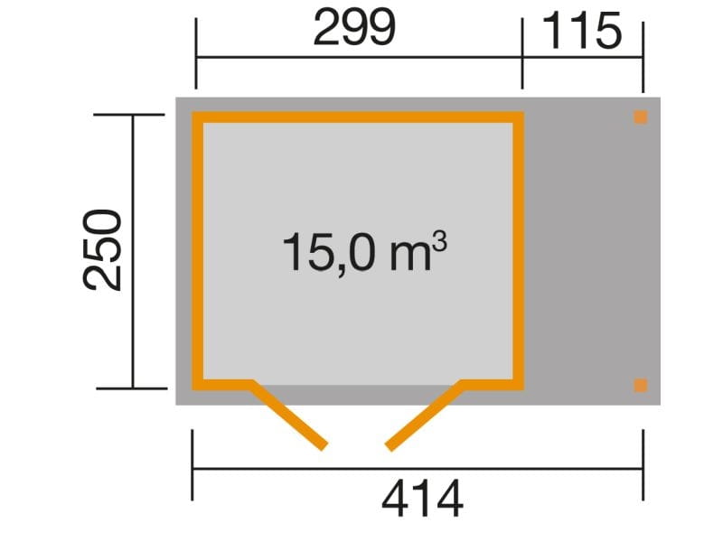 Weka Gartenhaus 321 Größe 5 mit Anbaudach 115 cm