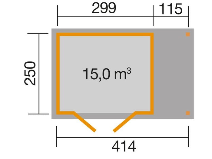Weka Gartenhaus 321 Größe 5 mit Anbaudach 115 cm