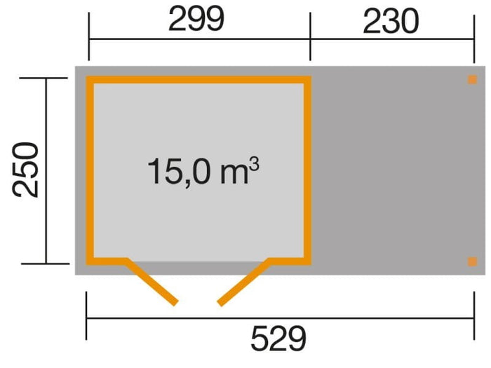Weka Gartenhaus 321 Größe 5 mit Anbaudach 230 cm