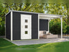 Weka Gartenhaus 413 B Gr 1 anthrazit mit Anbau 300 cm