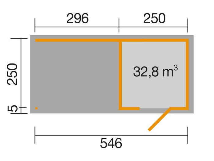 Weka Gartenhaus 413 B Gr 1 anthrazit mit Anbau 300 cm