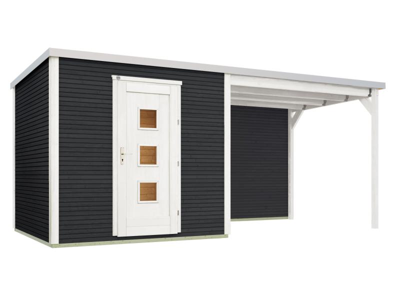 Weka Gartenhaus 413 B Gr 1 anthrazit mit Anbau 300 cm