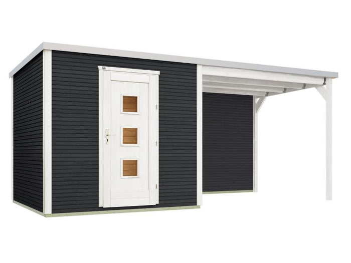 Weka Gartenhaus 413 B Gr 1 anthrazit mit Anbau 300 cm