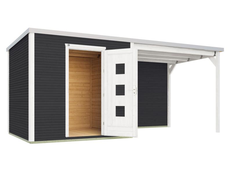Weka Gartenhaus 413 B Gr 1 anthrazit mit Anbau 300 cm