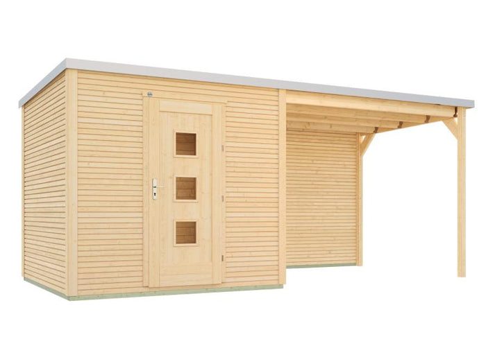 Weka Gartenhaus 413 B Gr 1 natur mit Anbau 300 cm