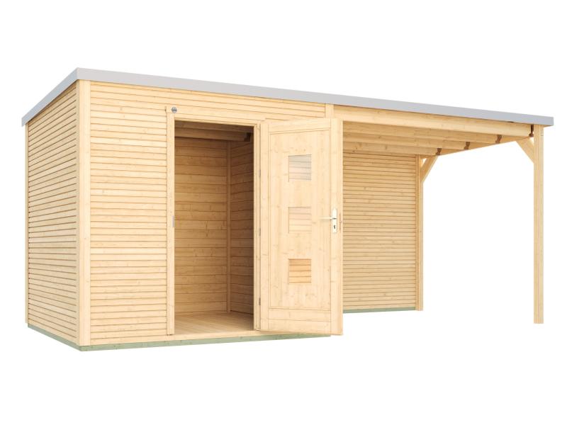 Weka Gartenhaus 413 B Gr 1 natur mit Anbau 300 cm