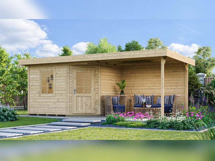 Weka Gartenhaus 5-Eck-Haus 213 Gr 1 natur Anbau 300 cm