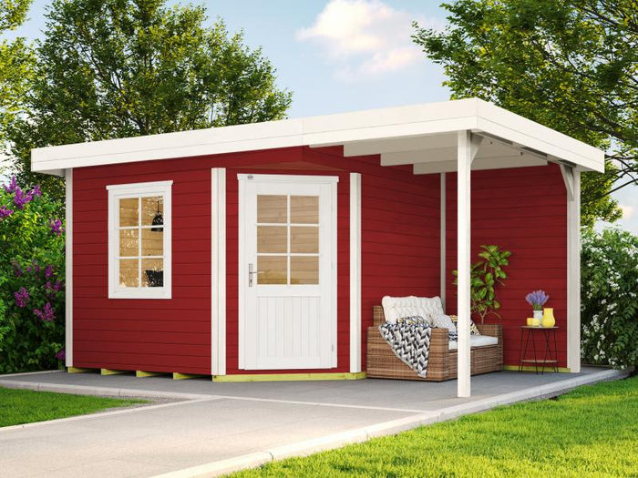 Weka Gartenhaus 5-Eck-Haus 213 Gr 1 schwedenrot Anbau 150 cm