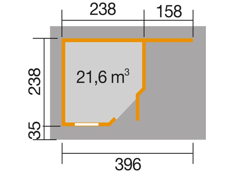 Weka Gartenhaus 5-Eck-Haus 213 Gr 1 schwedenrot Anbau 150 cm