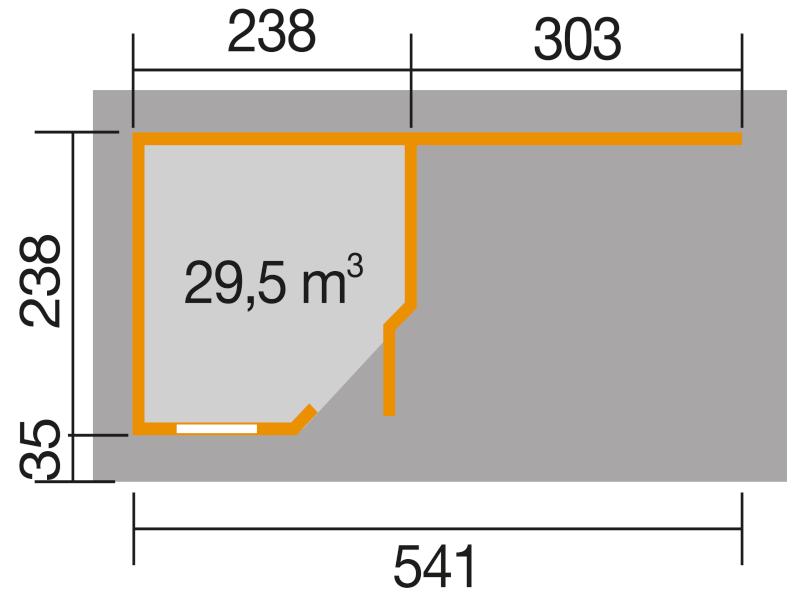 Weka Gartenhaus 5-Eck-Haus 213 Gr 1 anthrazit Anbau 300 cm