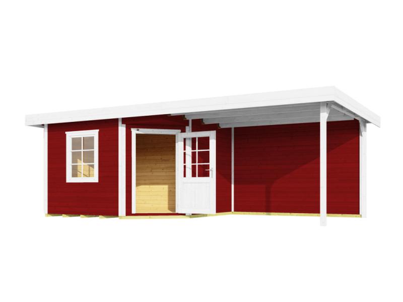 Weka Gartenhaus 5-Eck-Haus 213 Gr 2 schwedenrot Anbau 300 cm