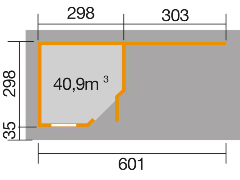 Weka Gartenhaus 5-Eck-Haus 213 Gr 2 schwedenrot Anbau 300 cm