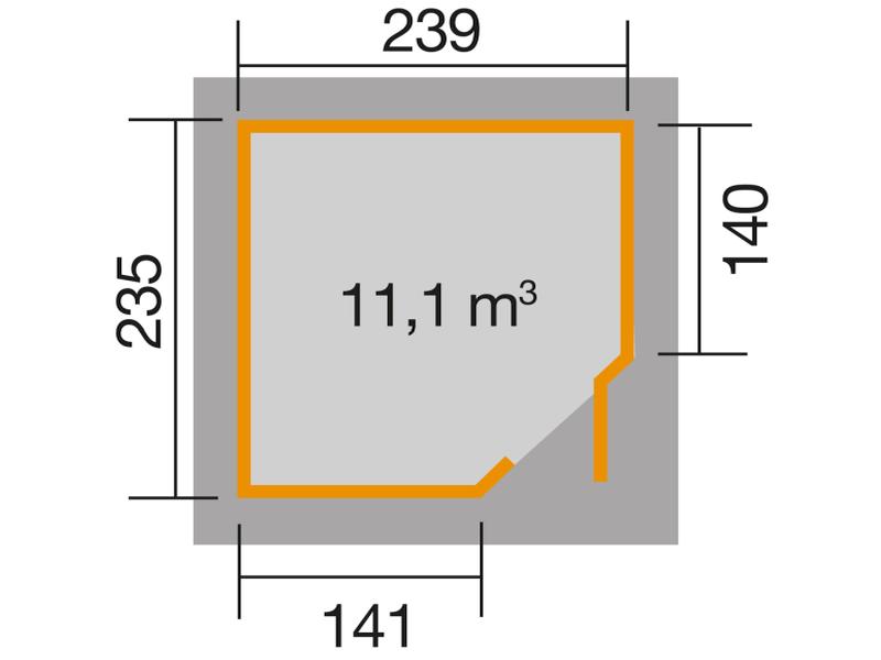 Weka Gartenhaus 5-Eck-Haus 229 Gr 2 grau