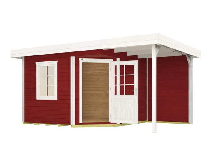 Weka Gartenhaus 5-Eck-Haus Fides 2 Gr 2 schwedenrot Anbau 150 cm