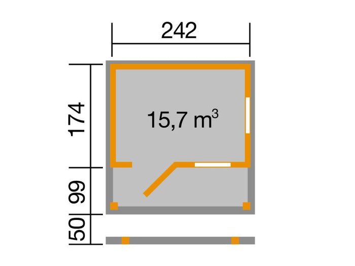 Weka Gartenhaus Almhütte Nature 3 Gr. 1 inkl. Vordach 100 cm