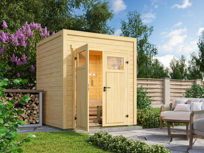 Weka Gartenhaus Batu 1, 28mm natur, inkl. moderner Rahmen-Doppeltür