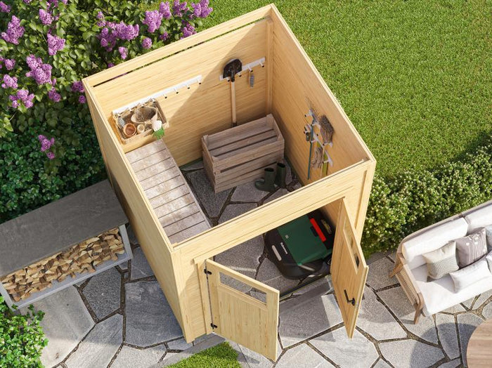 Weka Gartenhaus Batu 1, 28mm natur, inkl. moderner Rahmen-Doppeltür