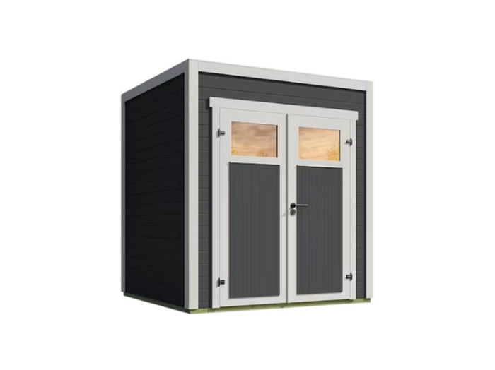 Weka Gartenhaus Batu 1, 28mm, inkl. moderner Rahmen-Doppeltür, Dunkelgrau