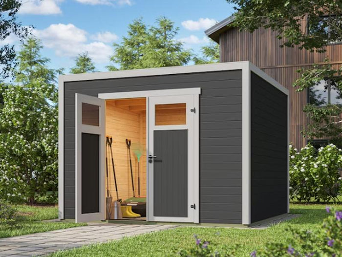 Weka Gartenhaus Batu 1,5, 28mm, inkl. Rahmen-Doppeltür, Dunkelgrau