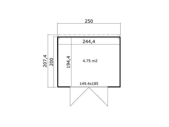 Weka Gartenhaus Batu 1,5, 28mm, inkl. Vollholz-Doppeltür, Dunkelgrau