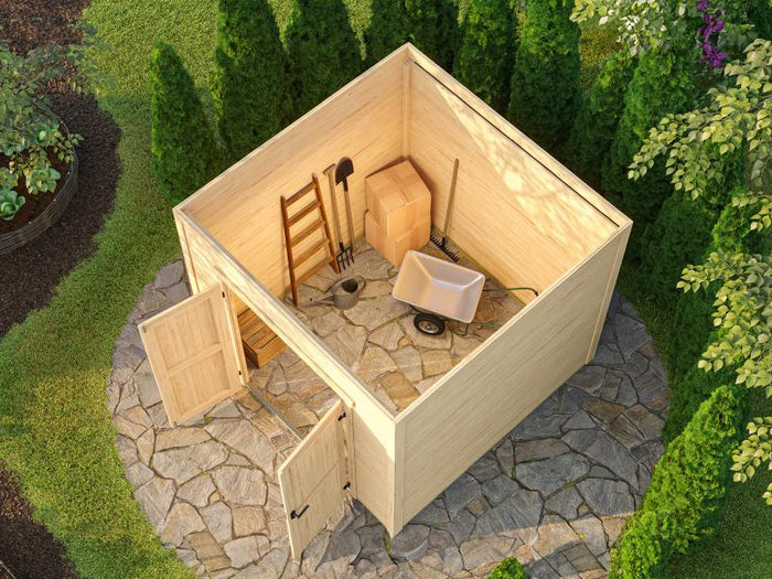 Weka Gartenhaus Batu 2, 28mm natur, inkl. Vollholz-Doppeltür