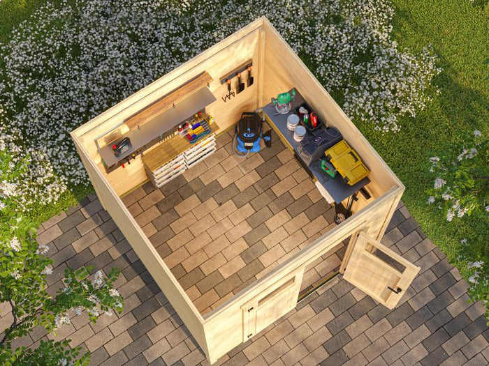 Weka Gartenhaus Batu 2, 28mm natur, inkl. moderner Rahmen-Doppeltür