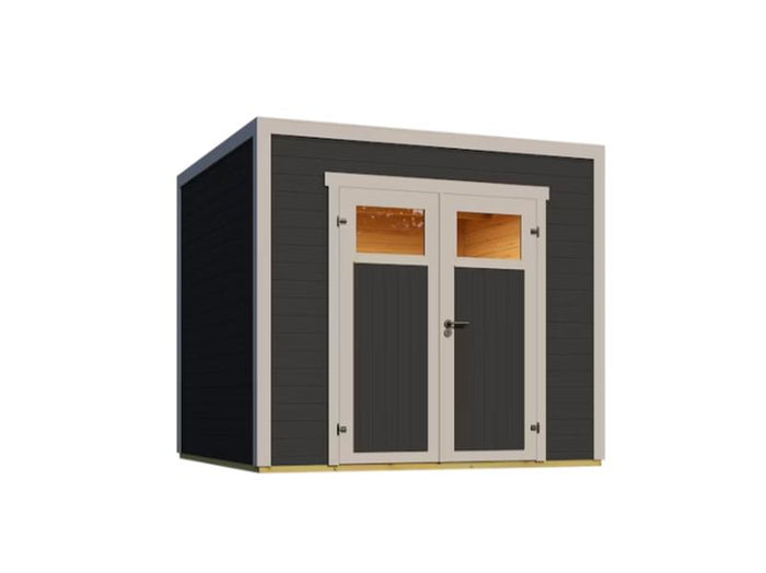 Weka Gartenhaus Batu 2, 28mm, inkl. moderner Rahmen-Doppeltür, Dunkelgrau