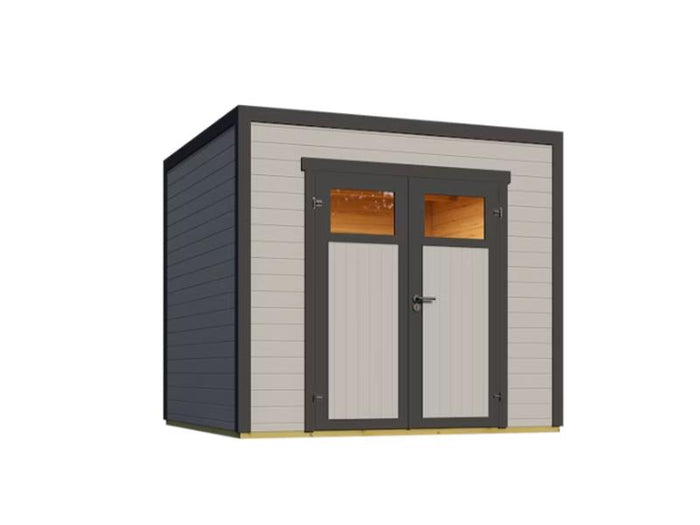 Weka Gartenhaus Batu 2, 28mm, inkl. moderner Rahmen-Doppeltür, Hellgrau