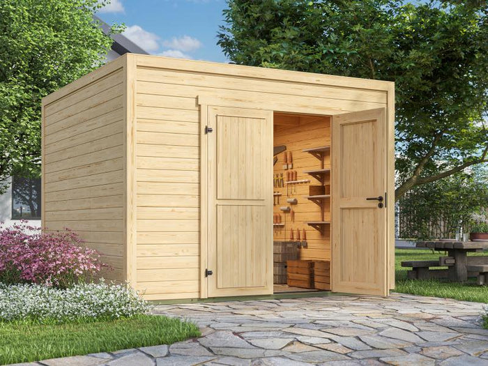 Weka Gartenhaus Batu 3, 28mm natur, inkl. Vollholz-Doppeltür