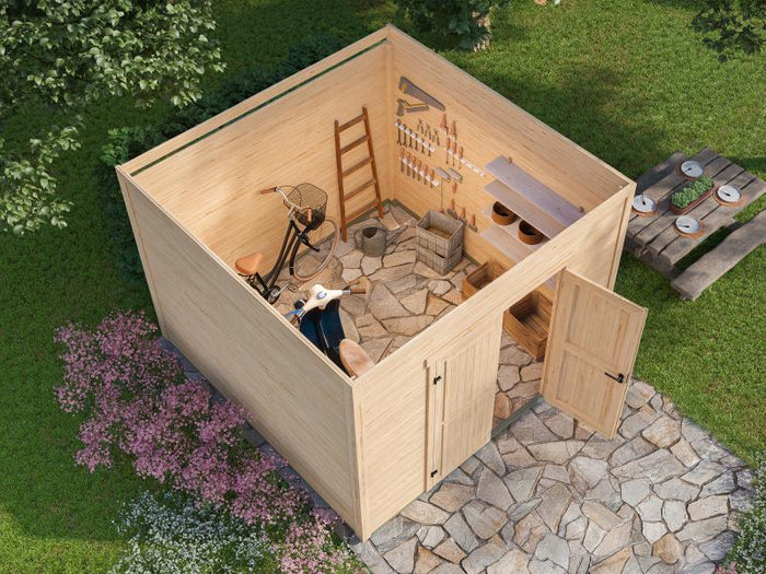 Weka Gartenhaus Batu 3, 28mm natur, inkl. Vollholz-Doppeltür